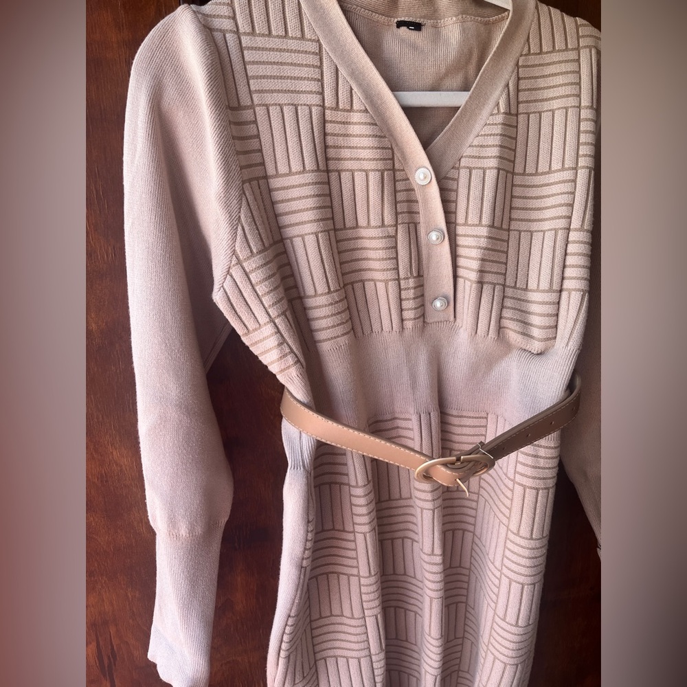 Camel sweater dress long sleeve